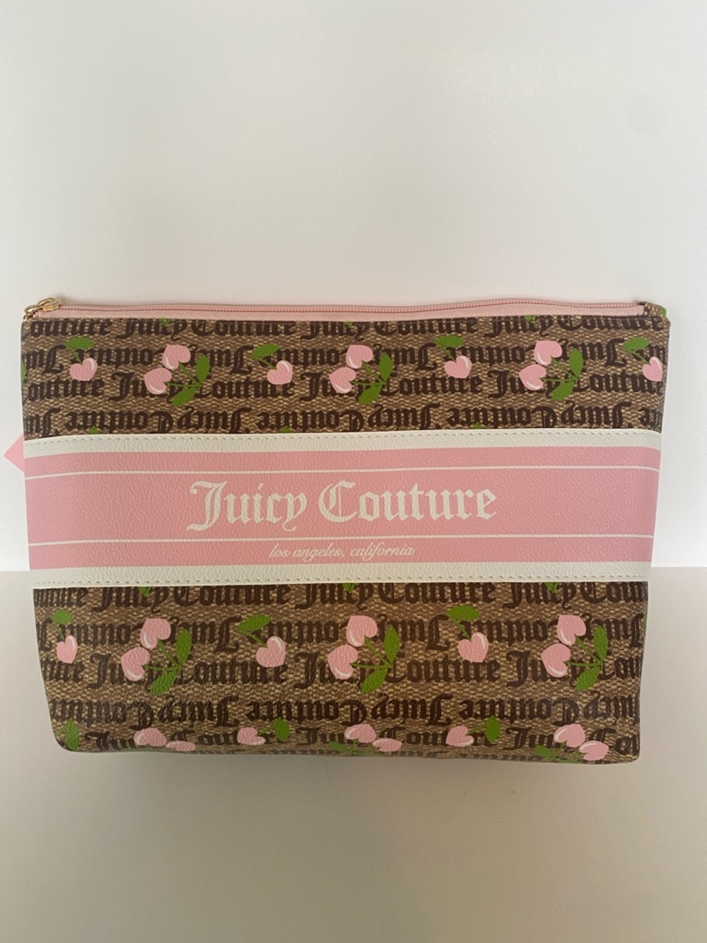 Juicy Couture Pink Cherry Logo Zip Cosmetic Pouch